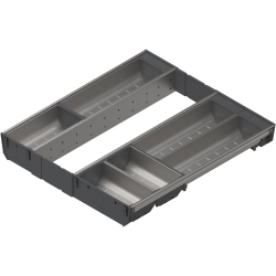 ORGA-LINE Set de casete (cu ocupare completă), pentru TANDEMBOX Sertar, NL=500 mm, KB=500 mm, inox-periat/gri închis