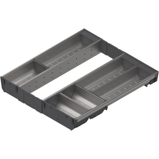 ORGA-LINE Set de casete (cu ocupare completă), pentru TANDEMBOX Sertar, NL=500 mm, KB=500 mm, inox-periat/gri închis