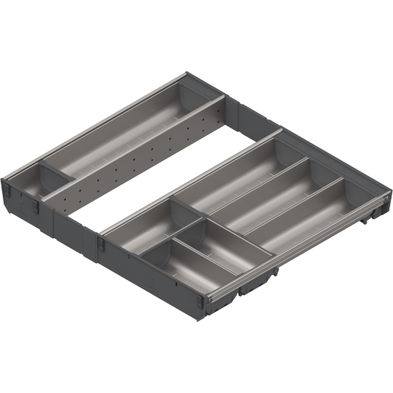 ORGA-LINE Set de casete (cu ocupare completă), pentru TANDEMBOX Sertar, NL=500 mm, KB=600 mm, inox-periat/gri închis