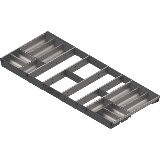 ORGA-LINE Set de casete (cu ocupare completă), pentru TANDEMBOX Sertar, NL=500 mm, KB=1200 mm, inox-periat/gri închis