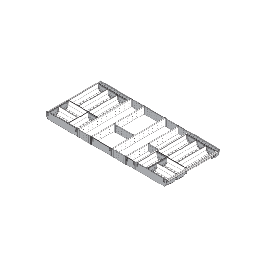 ORGA-LINE Set de casete (cu ocupare completă), pentru TANDEMBOX Sertar, NL=500 mm, KB=1200 mm, inox-periat/gri închis
