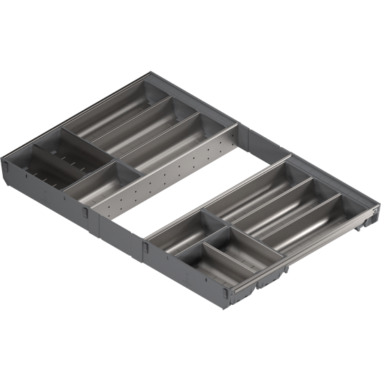 ORGA-LINE Set de casete (cu ocupare completă), pentru TANDEMBOX Sertar, NL=500 mm, KB=800 mm, inox-periat/gri închis