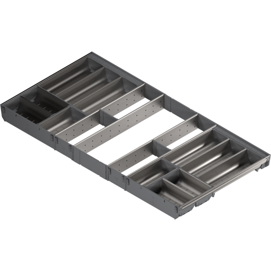 ORGA-LINE Set de casete (cu ocupare completă), pentru TANDEMBOX Sertar, NL=500 mm, KB=1000 mm, inox-periat/gri închis