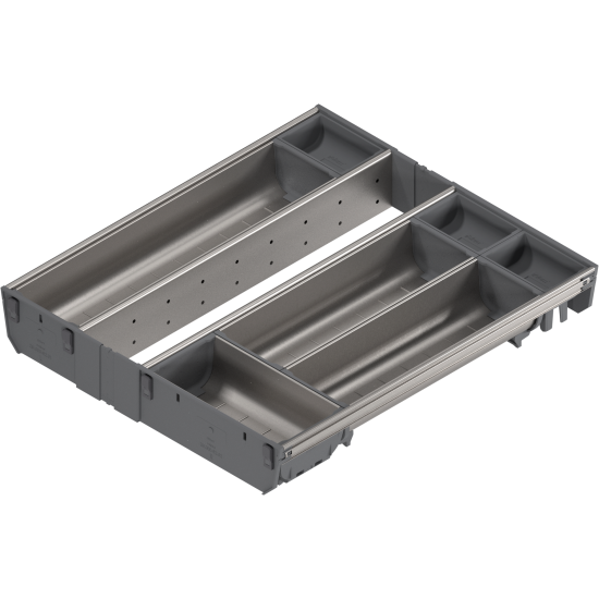 ORGA-LINE Set de casete (cu ocupare completă), pentru TANDEMBOX Sertar, NL=450 mm, KB=450 mm, inox-periat/gri închis