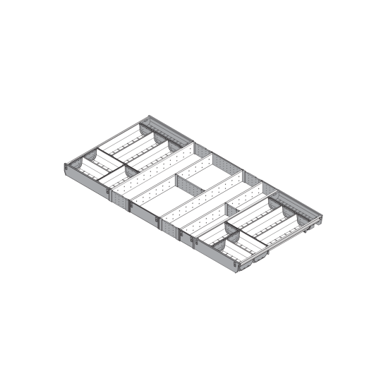 ORGA-LINE Set de casete (cu ocupare completă), pentru TANDEMBOX Sertar, NL=550 mm, KB=1200 mm, inox-periat/gri închis