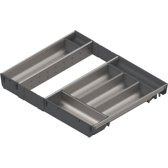 ORGA-LINE Set de casete (cu ocupare completă), pentru TANDEMBOX Sertar, NL=450 mm, KB=600 mm, inox-periat/gri închis