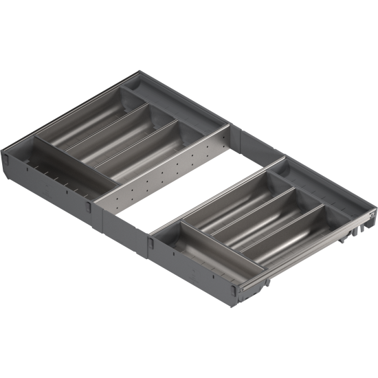 ORGA-LINE Set de casete (cu ocupare completă), pentru TANDEMBOX Sertar, NL=450 mm, KB=800 mm, inox-periat/gri închis