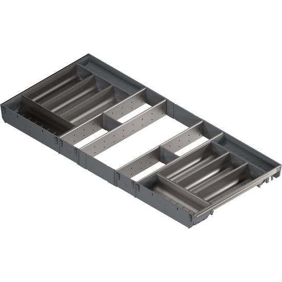 ORGA-LINE Set de casete (cu ocupare completă), pentru TANDEMBOX Sertar, NL=450 mm, KB=1000 mm, inox-periat/gri închis