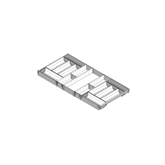 ORGA-LINE Set de casete (cu ocupare completă), pentru TANDEMBOX Sertar, NL=450 mm, KB=1000 mm, inox-periat/gri închis