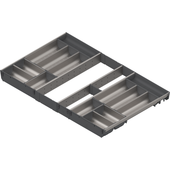 ORGA-LINE Set de casete (cu ocupare completă), pentru TANDEMBOX Sertar, NL=550 mm, KB=900 mm, inox-periat/gri închis