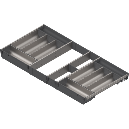 ORGA-LINE Set de casete (cu ocupare completă), pentru TANDEMBOX Sertar, NL=450 mm, KB=900 mm, inox-periat/gri închis