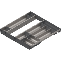 ORGA-LINE Set de casete (cu ocupare completă), pentru TANDEMBOX Sertar, NL=550 mm, KB=600 mm, inox-periat/gri închis
