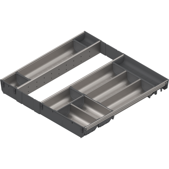 ORGA-LINE Set de casete (cu ocupare completă), pentru TANDEMBOX Sertar, NL=550 mm, KB=600 mm, inox-periat/gri închis