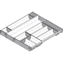 ORGA-LINE Set de casete (cu ocupare completă), pentru TANDEMBOX Sertar, NL=550 mm, KB=600 mm, inox-periat/gri închis