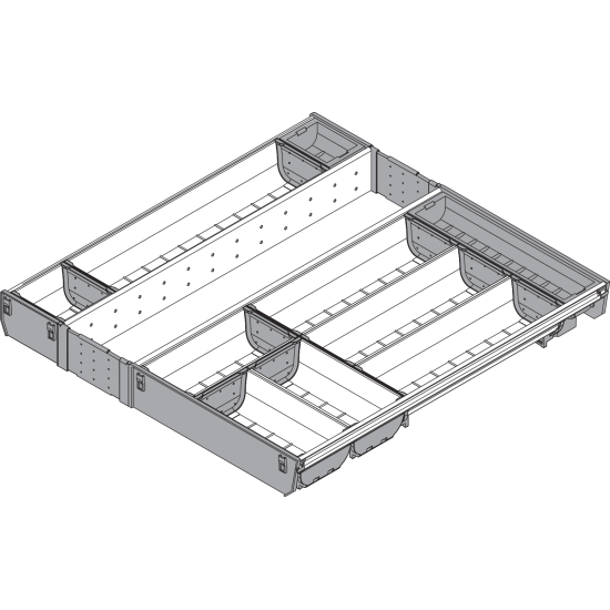 ORGA-LINE Set de casete (cu ocupare completă), pentru TANDEMBOX Sertar, NL=550 mm, KB=600 mm, inox-periat/gri închis
