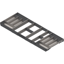 ORGA-LINE Set de casete (cu ocupare completă), pentru TANDEMBOX Sertar, NL=450 mm, KB=1200 mm, inox-periat/gri închis