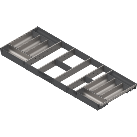 ORGA-LINE Set de casete (cu ocupare completă), pentru TANDEMBOX Sertar, NL=450 mm, KB=1200 mm, inox-periat/gri închis
