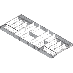 ORGA-LINE Set de casete (cu ocupare completă), pentru TANDEMBOX Sertar, NL=450 mm, KB=1200 mm, inox-periat/gri închis