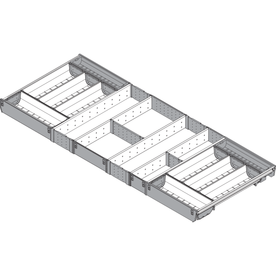 ORGA-LINE Set de casete (cu ocupare completă), pentru TANDEMBOX Sertar, NL=450 mm, KB=1200 mm, inox-periat/gri închis