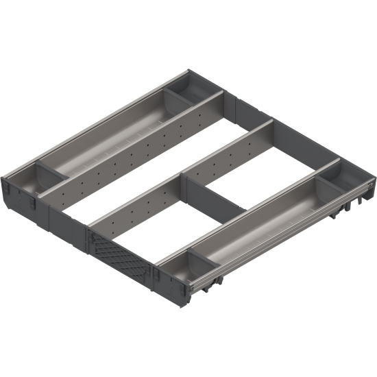 ORGA-LINE Set combinat (cu ocupare completă), pentru TANDEMBOX Sertar, NL=550 mm, KB=600 mm, inox-periat/gri închis