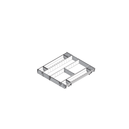 ORGA-LINE Set combinat (cu ocupare completă), pentru TANDEMBOX Sertar, NL=550 mm, KB=600 mm, inox-periat/gri închis