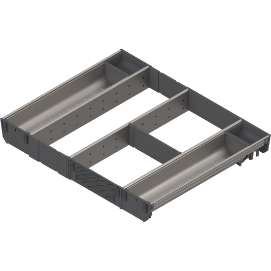 ORGA-LINE Set combinat (cu ocupare completă), pentru TANDEMBOX Sertar, NL=450 mm, KB=600 mm, inox-periat/gri închis