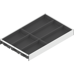 AMBIA-LINE Organizator pt tacâmuri, pentru LEGRABOX/MERIVOBOX Sertar, Plastic/oţel, 6 Compartimente pt tacâmuri, NL=500 mm, Lăţime=300 mm, alb-mătase/gri-orion
