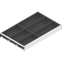 AMBIA-LINE Organizator pt tacâmuri, pentru LEGRABOX/MERIVOBOX Sertar, Plastic/oţel, 6 Compartimente pt tacâmuri, NL=500 mm, Lăţime=300 mm, alb-mătase/gri-orion
