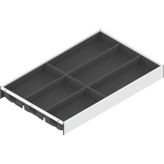 AMBIA-LINE Organizator pt tacâmuri, pentru LEGRABOX/MERIVOBOX Sertar, Plastic/oţel, 6 Compartimente pt tacâmuri, NL=500 mm, Lăţime=300 mm, alb-mătase/gri-orion