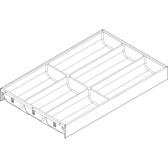AMBIA-LINE Organizator pt tacâmuri, pentru LEGRABOX/MERIVOBOX Sertar, Plastic/oţel, 6 Compartimente pt tacâmuri, NL=500 mm, Lăţime=300 mm, alb-mătase/gri-orion