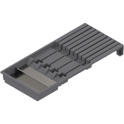 AMBIA-LINE Suport de cuţite, pentru 4 cuţite mari şi 5 cuţite mici, Lăţime=186 mm, pentru LEGRABOX/MERIVOBOX, gri-orion mat