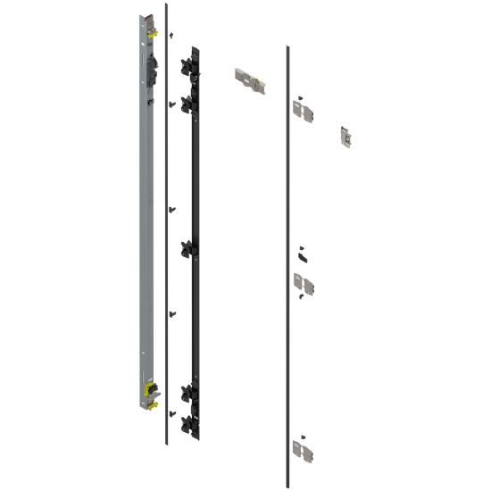 Uşă dublă, Suport balama set, pentru Înălţime pocket 2557–2706 mm, stânga, zincat