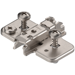CLIP Plăcuţă de montaj, în cruce, 3 mm, oţel, EXPANDO (şuruburi speciale cu dibluri crestate, premontate), reglaj pe înălţime: Excentric, nichelat