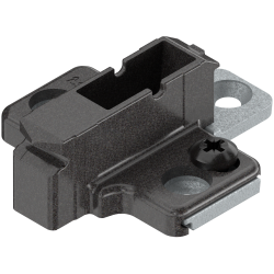 CLIP Plăcuţă de montaj, în cruce, 9 mm, Zinc, destinat înșurubării pentru euroșuruburi, negru onix