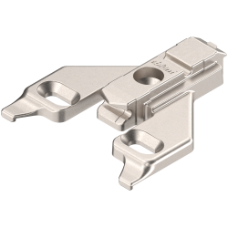 CLIP Plăcuţă de montaj, în cruce în partea din față, 0 mm, Zinc, destinat înșurubării pentru șuruburi pentru lemn, reglaj pe înălţime: Gaură alungită, nichelat