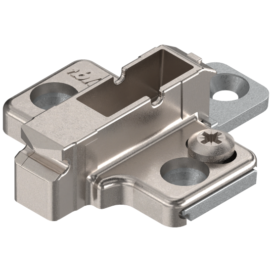 CLIP Plăcuţă de montaj, în cruce, 6 mm, Zinc, Euro-şuruburi, reglaj pe înălţime: Din 2 piese, nichelat
