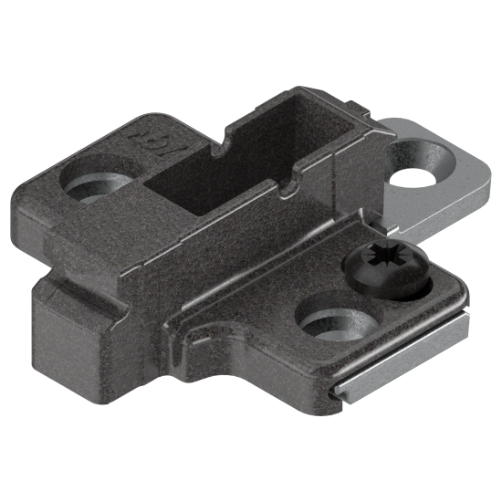 CLIP Plăcuţă de montaj, în cruce, 6 mm, Zinc, Euro-şuruburi, reglaj pe înălţime: Din 2 piese, negru onix