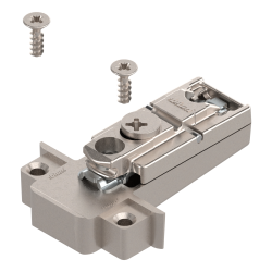 CLIP Plăcuţă de montaj, dreaptă, 0 mm, Zinc, şuruburi, reglaj pe înălţime: Excentric, pentru rame de aluminiu înguste, nichelat