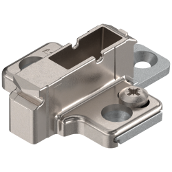CLIP Plăcuţă de montaj, în cruce, 9 mm, Zinc, Euro-şuruburi, reglaj pe înălţime: Din 2 piese, nichelat