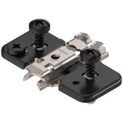 CLIP Plăcuţă de montaj, în cruce, 0 mm, oţel, EXPANDO (şuruburi speciale cu dibluri crestate, premontate), reglaj pe înălţime: Excentric, negru onix