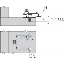 Plăcuță montaj balama, Modul, cruce, 3mm, euroșuruburi premontate, Blum