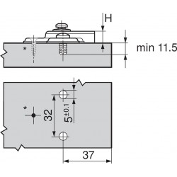 Plăcuță montaj balama, Modul, cruce, 3mm, expando, Blum