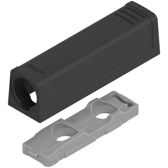 Plăcuţă de adaptare TIP-ON pentru uşi, Versiune scurtă, dreaptă, Şuruburi, negru-carbon