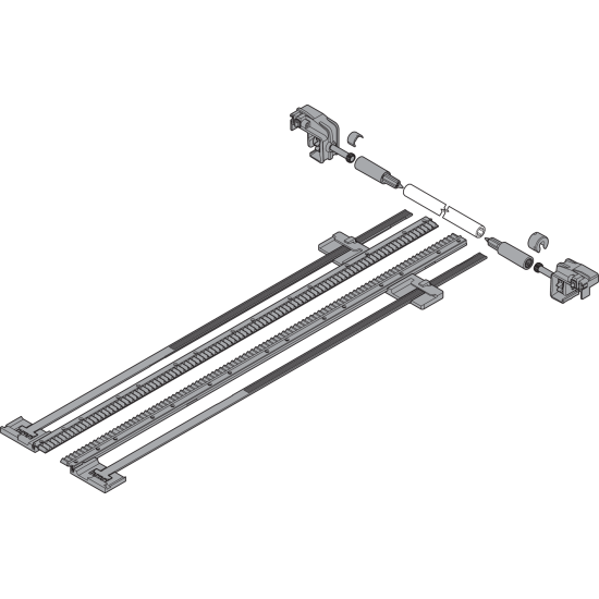 TANDEM Mecanism de stabilizare laterală, NL=410 mm, KB=1400 mm, Extensie totală, pentru debitat, R7037 gri închis