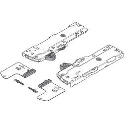 set (Unitate TIP-ON BLUMOTION + Declanşator + Adaptor), pentru LEGRABOX, pentru MOVENTO, Tip L3, NL=350-600 mm, Greutate totală a extragerii=15-40 kg, dreapta+stânga, R7037 gri închis