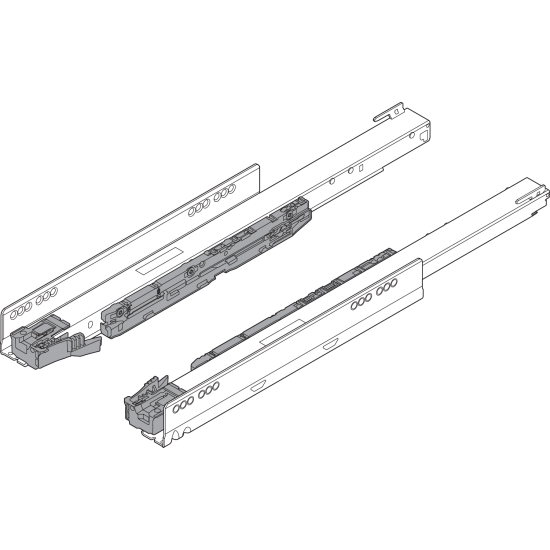 Şina de corp LEGRABOX BLUMOTION int./potrivit pentru TOB/potrivit pentru SERVO-DRIVE, Extragere totală, 40 kg, NL=350 mm, dreapta+stânga, zincat