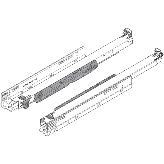 MOVENTO BLUMOTION int./potrivit pentru TOB/potrivit pentru SERVO-DRIVE, Extragere totală, Glisare, 40 kg, NL=500 mm, pt cuplaj, stânga/dreapta, zincat