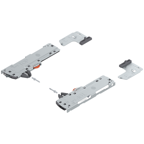 set (Unitate TIP-ON BLUMOTION + Declanşator + Adaptor), pentru LEGRABOX, pentru MOVENTO, Tip L5, NL=450-750 mm, Greutate totală a extragerii=35-70 kg, dreapta+stânga, negru