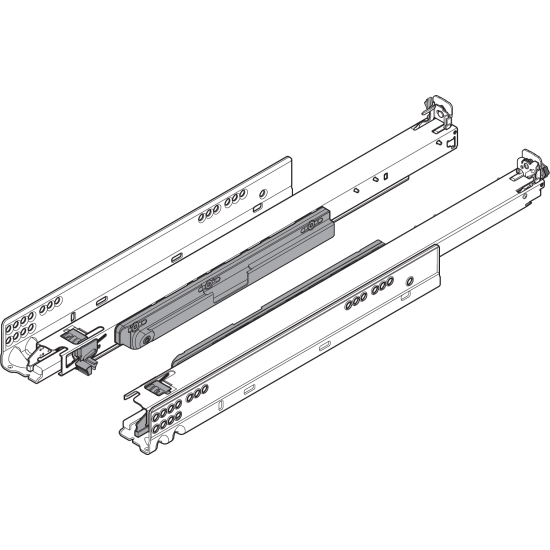 MOVENTO cu TIP-ON, Extragere totală, Glisare, 40 kg, NL=270 mm, pt cuplaj, stânga/dreapta, zincat