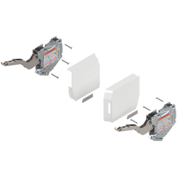 Uşă pivotantă mică AVENTOS HK-S, Mecanism de ridicare (set), LF=220-500 (la 2 buc.), prin înşurubare, pentru TIP-ON, alb-mătase/inox-g.